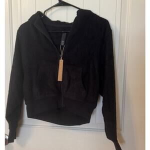 NWT SKIMS Onyx SOLD OUT Cover-Ups Zip Crop Hoodie S